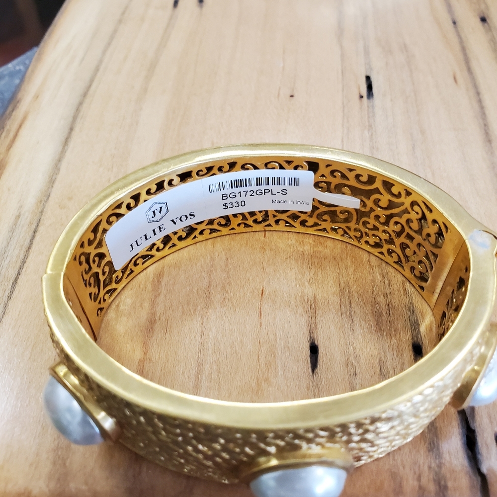 Julie Vos wide gold and pearl cuff